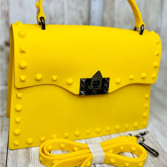 Yellow neon jelly, purse 90s PVC bag lunchpail - Picture 5 of 8